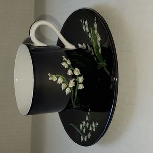 Tiffany & Co. Black and White Floral Cup and Saucer